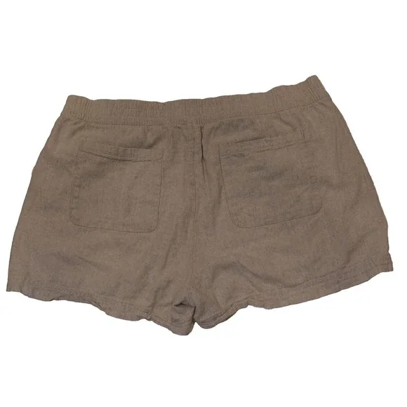 Old Navy Flax Linen Blend Shorts Women’s XL Elastic High Waist Oatmeal Pull On - Picture 13 of 13
